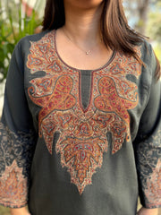 Grey Afghani Style Black Phiran