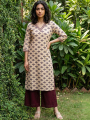 Cream barfi kurta