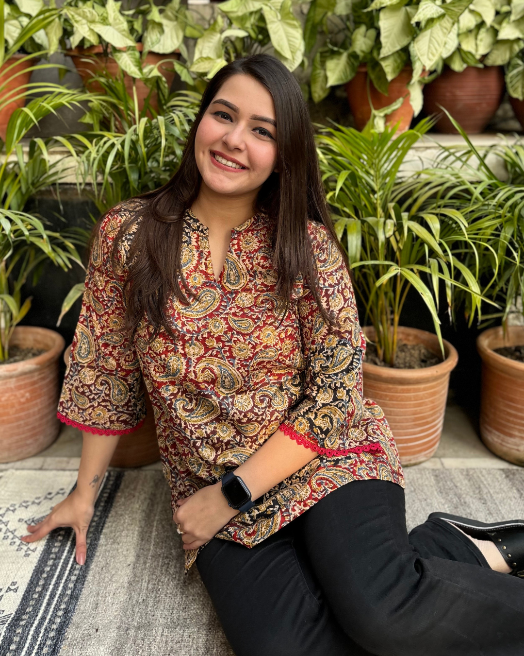 Kalamkari print short kurti