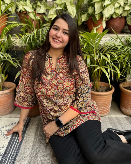 Kalamkari print short kurti