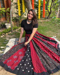 Maroon Multi Ajrakh skirt