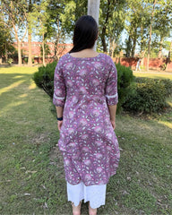 Onion handblock long kurta