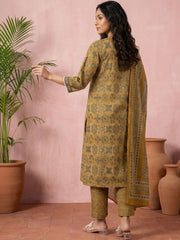 Mustard Ajrakh Cotton Suit Set