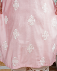 Soft pink fully embroidered kurta