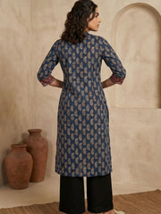 Navy Blue Print Kurta