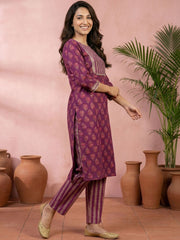 Rich berry purple cotton suit set