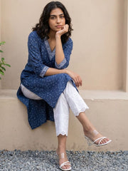 Indigo Blue Printed Straight Kurta