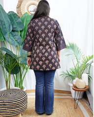 Black kantha print kurti