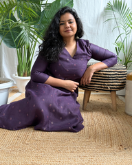 Dark Purple Embroidered A-line Kurta