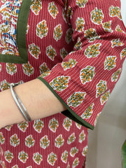 Maroon kantha yoke kurta