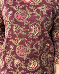 Burgundy floral jaal Coord set