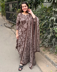 Brown Sanganeri suit set