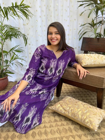 Purple Ikkat Kurta - MYSANSKRITAM