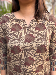 Ruhani Brown Rose Handblock Kurta