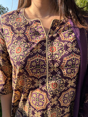 Purple Jaal Full Suit Set up close by MySanskritam