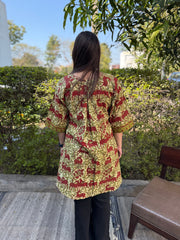Reindeer Green Bagru Top from the back by MySanskritam