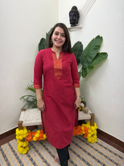 Red Narayanpeth border kurti