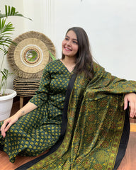 Green rose modal kurta duppata set