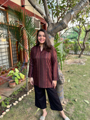 Multi line woollen short kurti