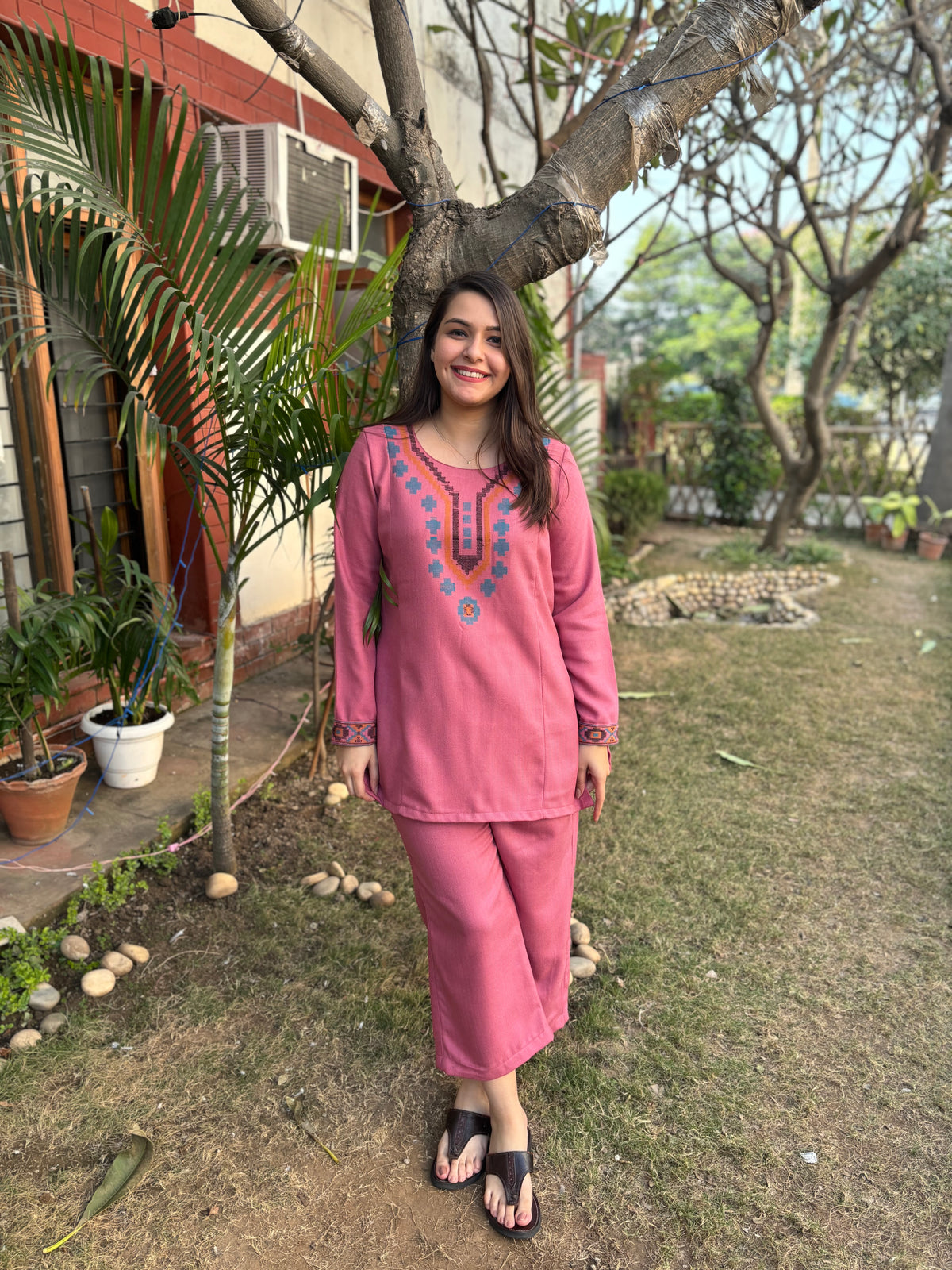 Pink woollen coord set