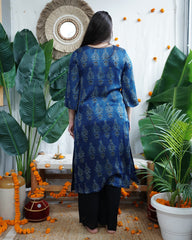 Premium modal indigo floral kurta