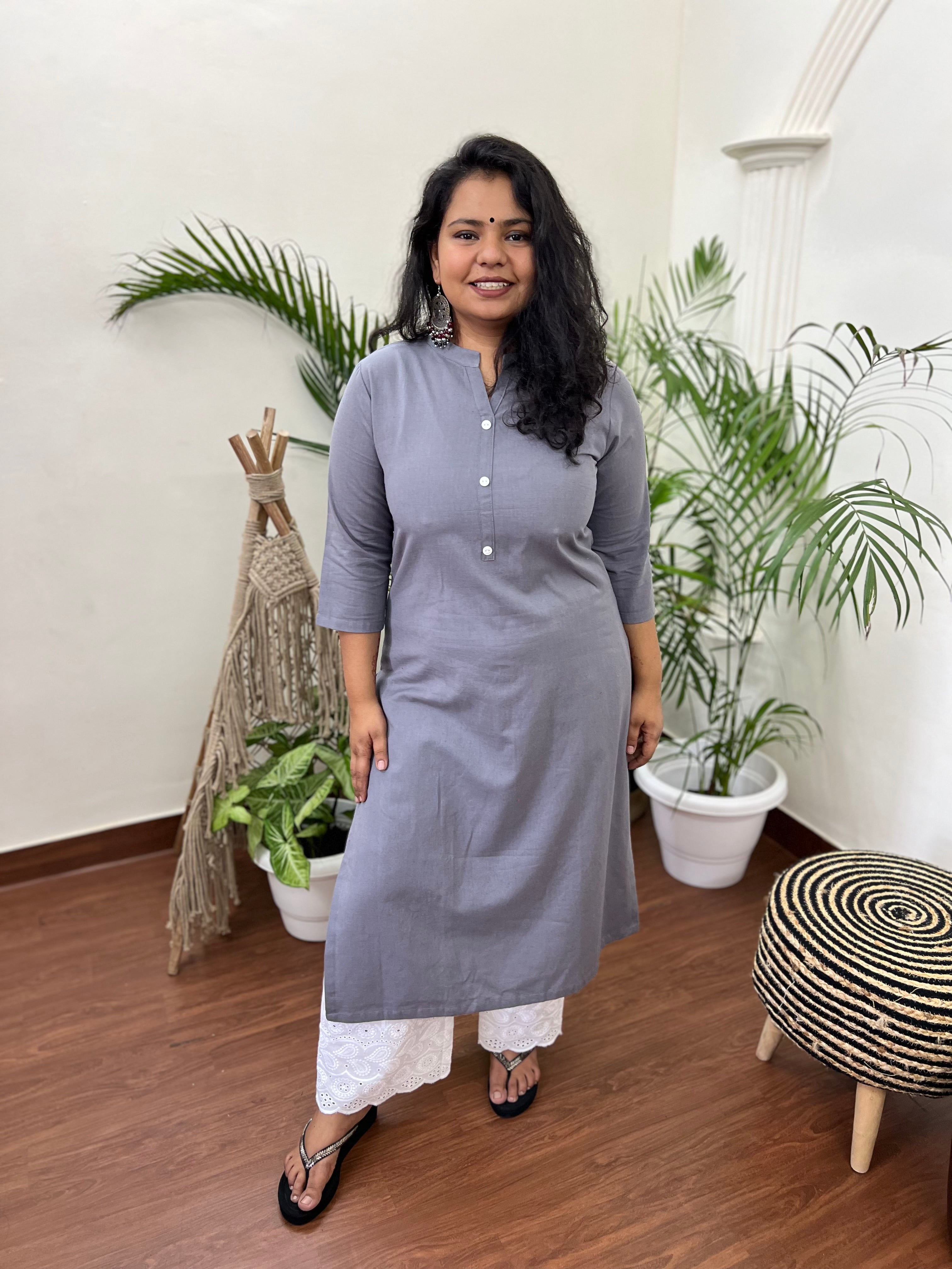 Grey Basic Kurta - MYSANSKRITAM