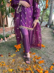 Purple embroidered Suit set