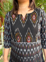 Black Ikkat Yoke  Kurta