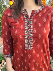 Rust Buti Kurta