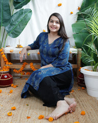 Premium modal indigo floral kurta