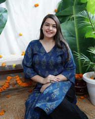 Premium modal indigo floral kurta