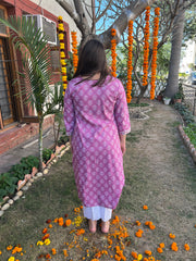 Lavender Border kurta