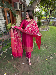 Maroon Banarsi Full suit set