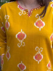 Mustard Ikkat print co-ord set
