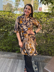 Black Overall Kalamkari Top by MySanskritam