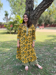 Mustard green leaf jaal Aline coord set