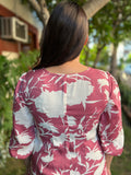 Pink White floral dress - MYSANSKRITAM