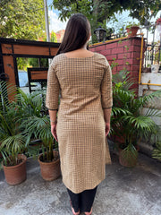 Beige black star geometric printed kurta