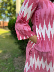 Peach HANDLOOM ikkat aline coord set