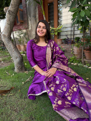 Purple Banarsi Silk Suit Set