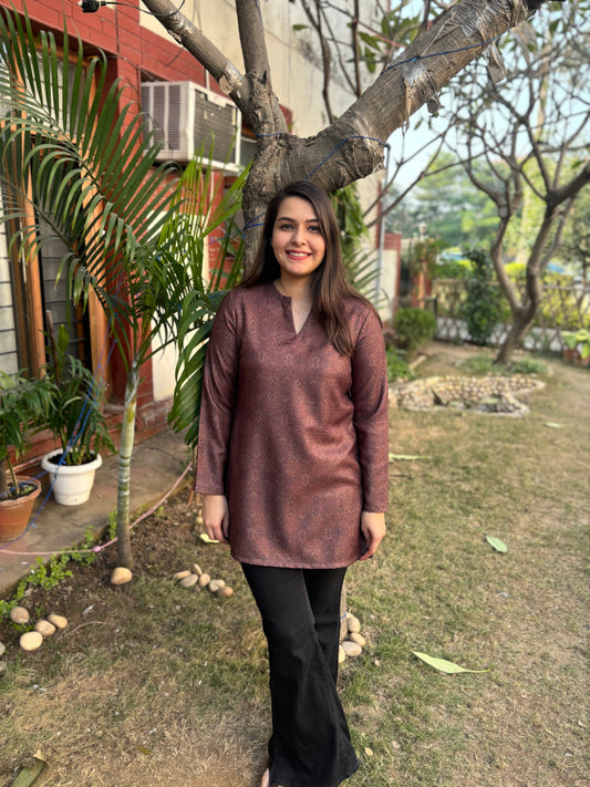 Multi abstract woollen short kurti