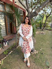 White embroidered Woollen full suit set