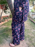 Blue Floral Fleece winter nightsuit - MYSANSKRITAM