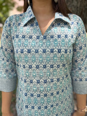 Light blue Ikkat short kurti