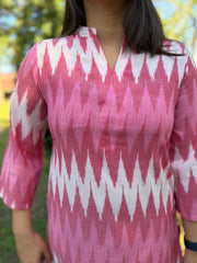 Peach HANDLOOM ikkat aline coord set