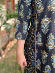 Mehendi black mix match kali kurta