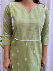 Pista Green Yoke kurta - MYSANSKRITAM