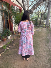 Pink Floral Aline Kurta