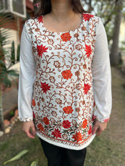 White Kanni embroidered short kurti