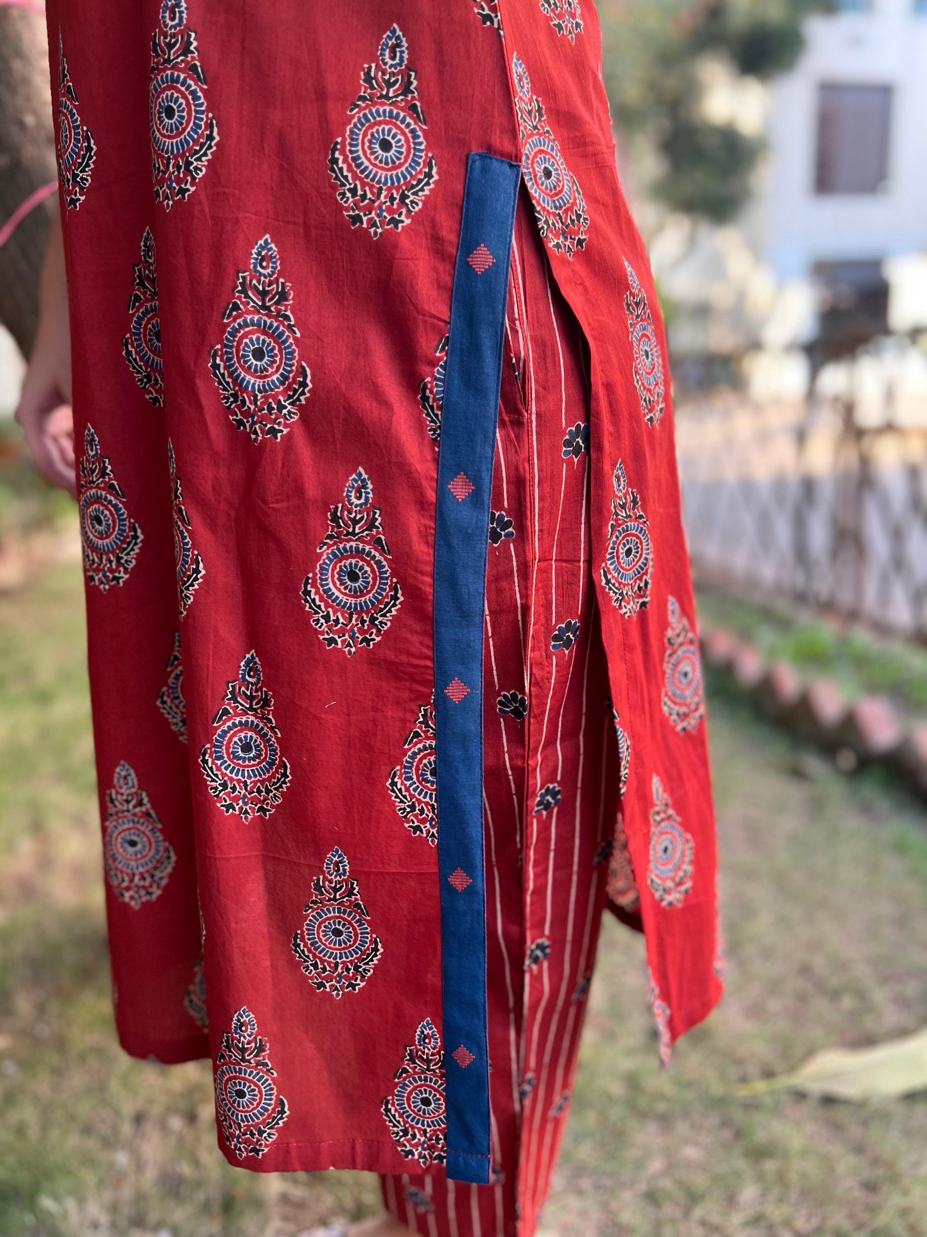 Maroon sanganeri Buta kurta - MYSANSKRITAM